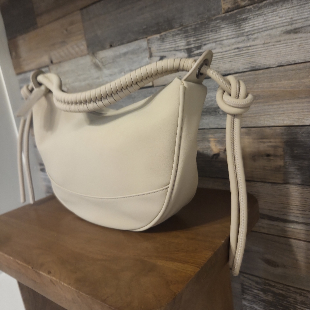 Cee Klein Camel Crescent Shoulder Bag With Braided Strap & Ties - Picture 3 of 4